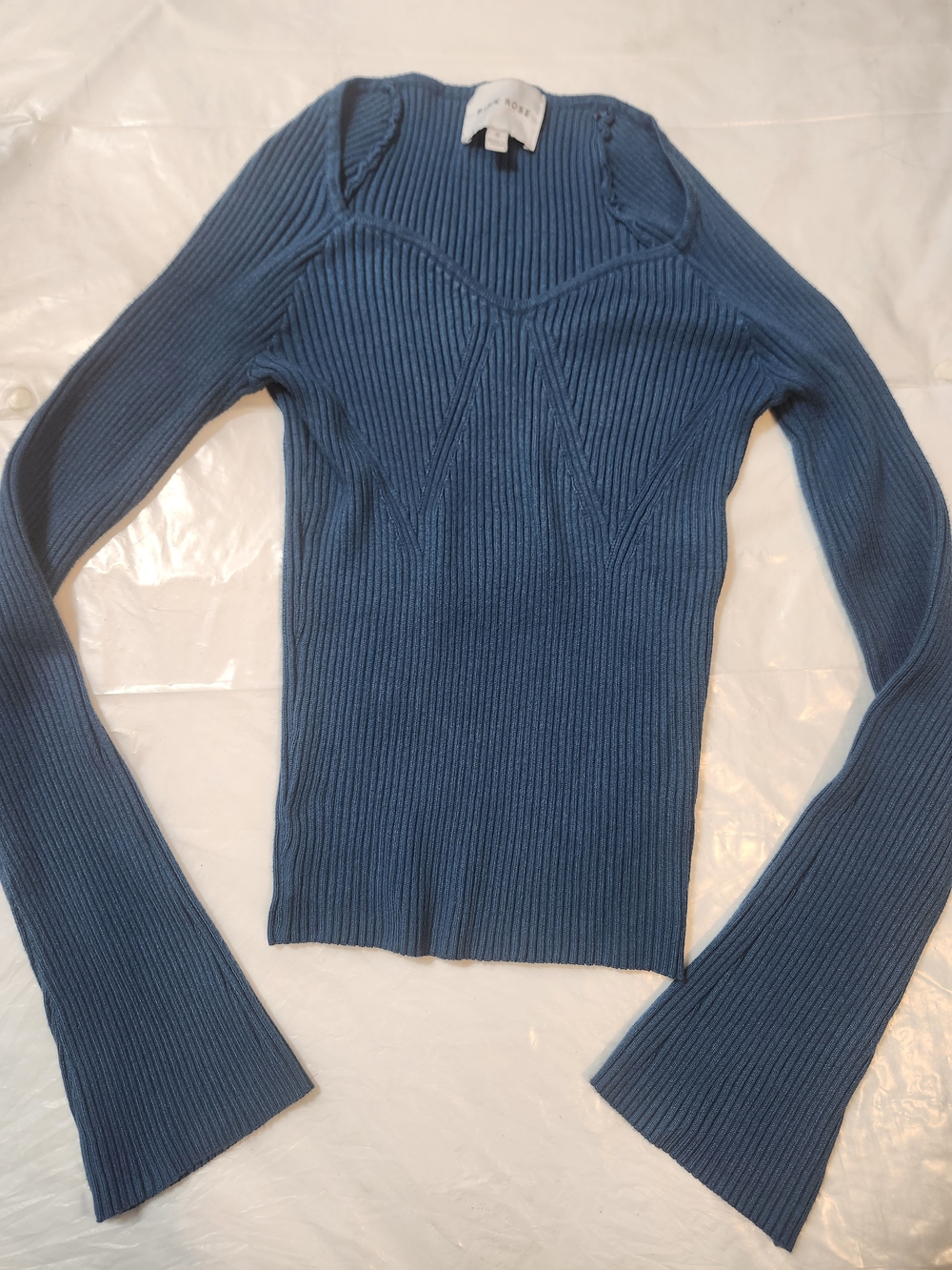 Pink Rose Sweater Blue Size S